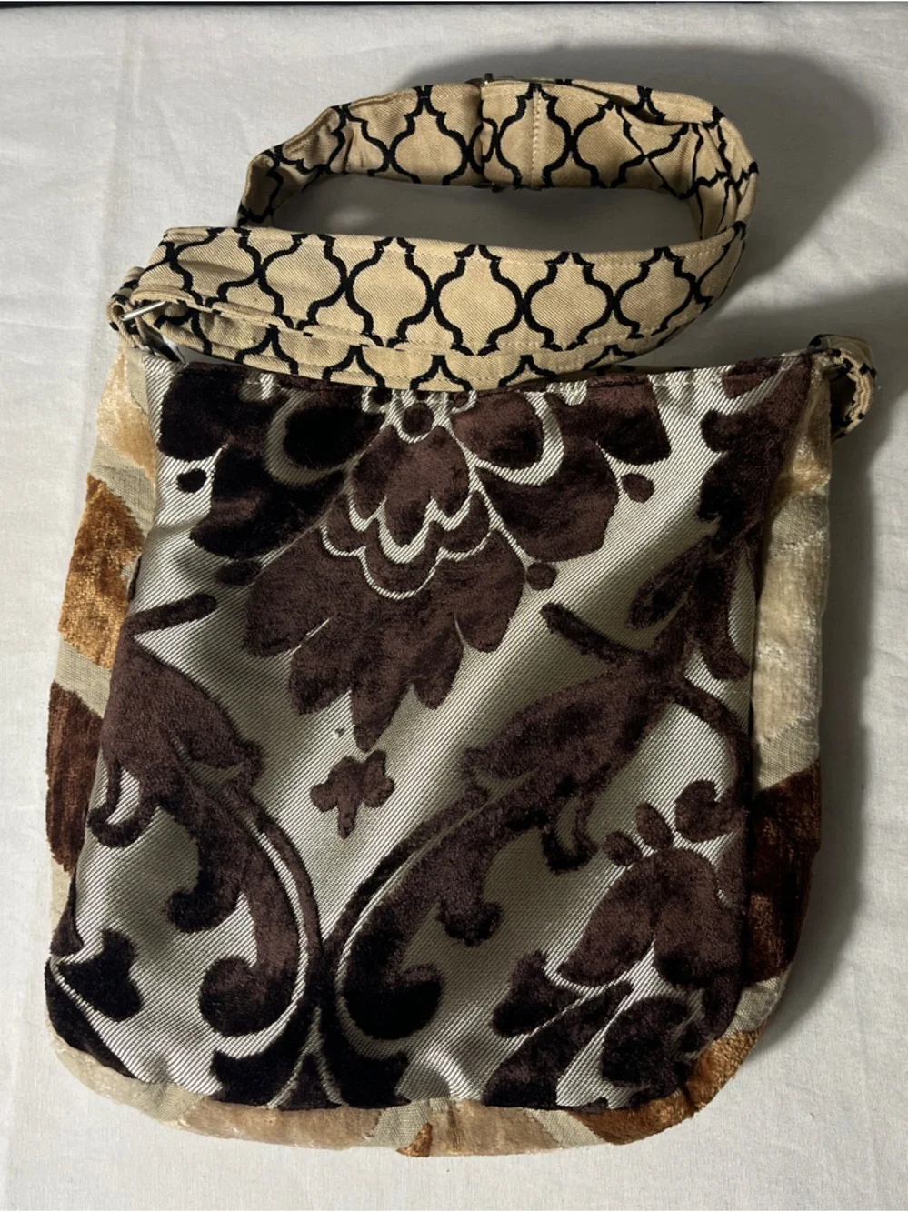 Vintage Patchwork Velvet Purse - Brown & Black